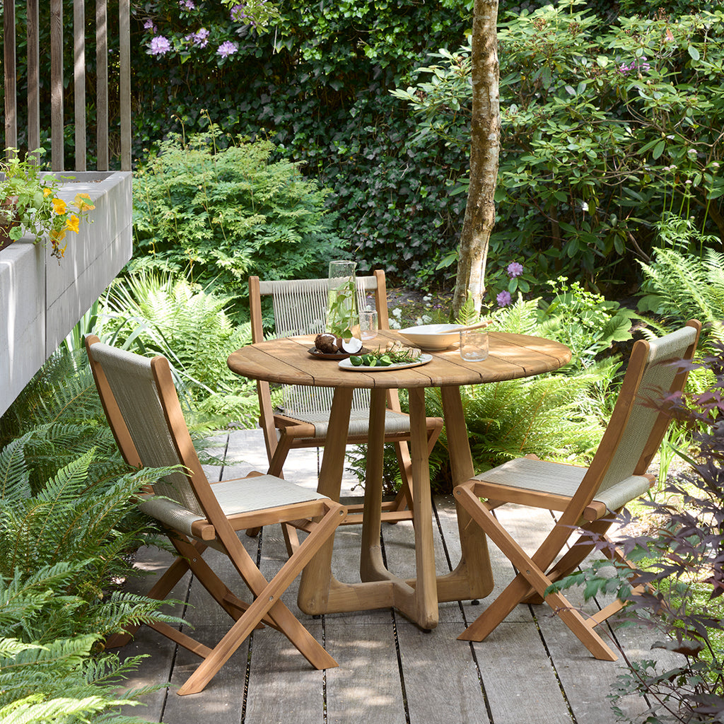 Runder Gartentisch aus recyceltem Teakholz für draußen – Ø100 cm