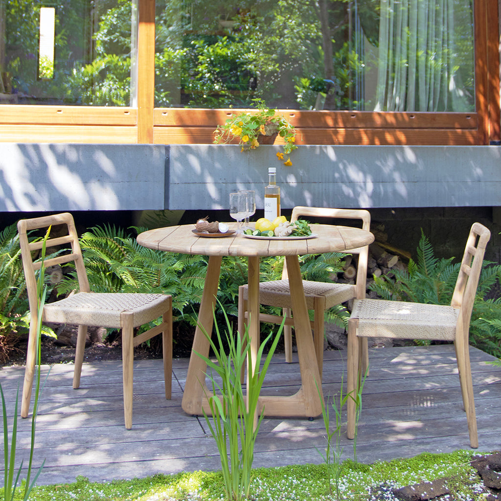 Runder Gartentisch aus recyceltem Teakholz für draußen – Ø100 cm