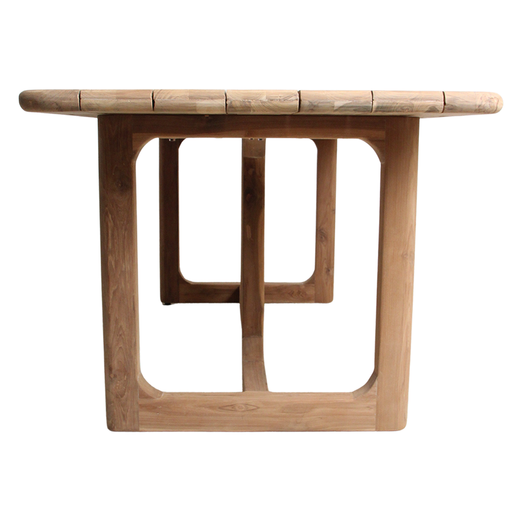 Gartentisch aus recyceltem Teakholz in Natur mit offenen Beinen – 200x90 cm