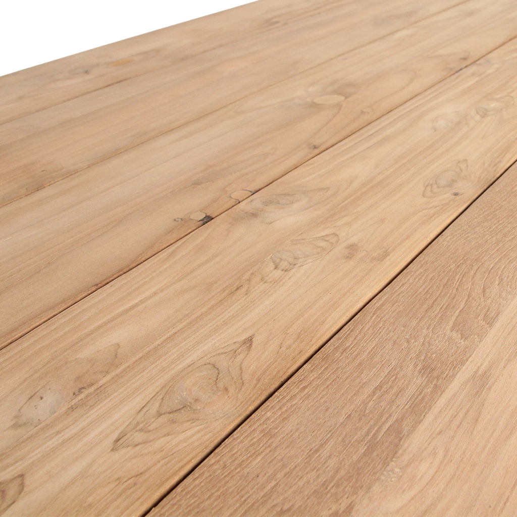 Gartentisch aus recyceltem Teakholz in Natur mit offenen Beinen – 200x90 cm