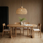 Esstisch aus recyceltem Teakholz in Hell mit runden Beinen – 200x100 cm