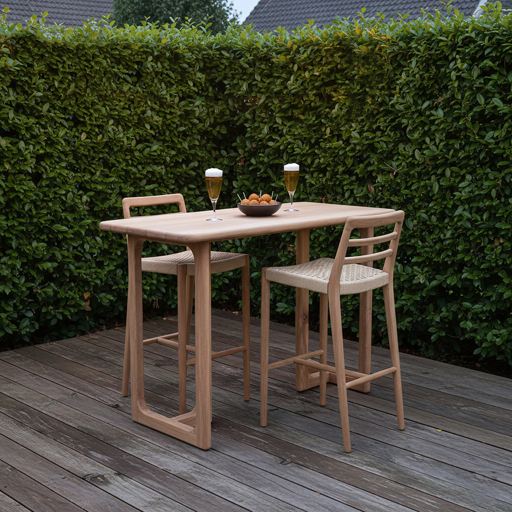 Bartisch aus recyceltem Teakholz mit runden Ecken – 160x80x105 cm