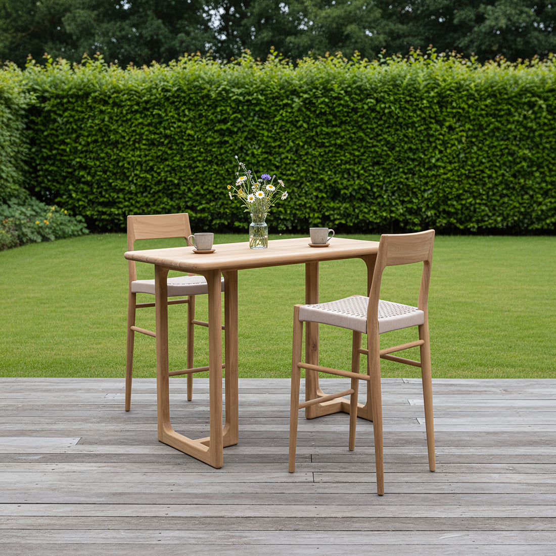 Bartisch aus recyceltem Teakholz mit runden Ecken – 160x80x105 cm