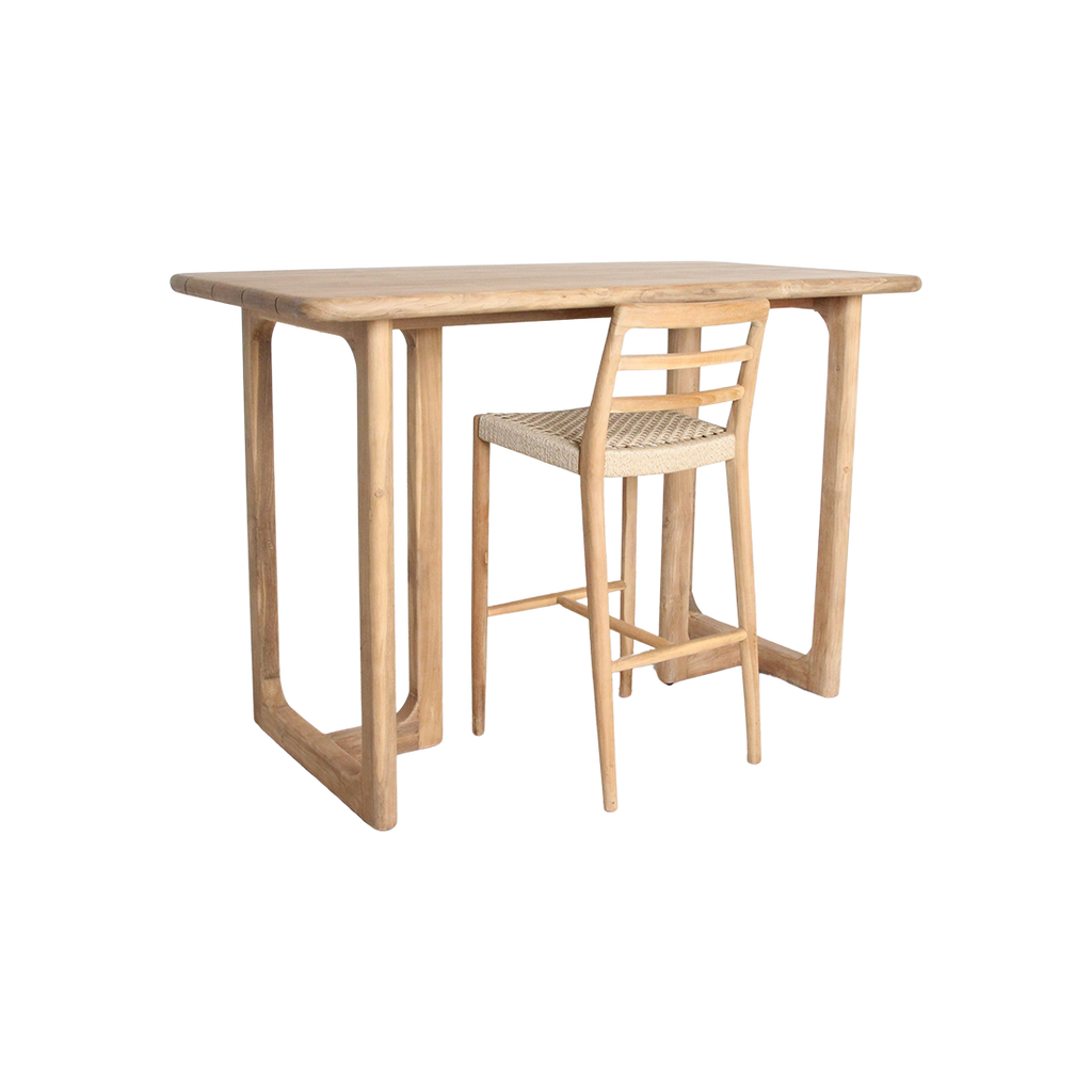 Bartisch aus recyceltem Teakholz mit runden Ecken – 160x80x105 cm