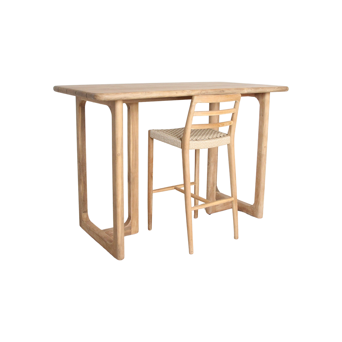 Bartisch aus recyceltem Teakholz mit runden Ecken – 160x80x105 cm