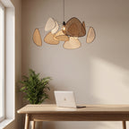 Lustre en rotin tressé naturel ASAKA – Forme feuilles d’Oxalis