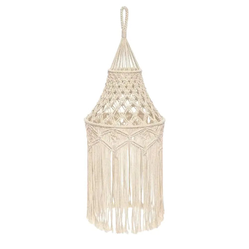Abat-jour boheme tisse coton fond blanc