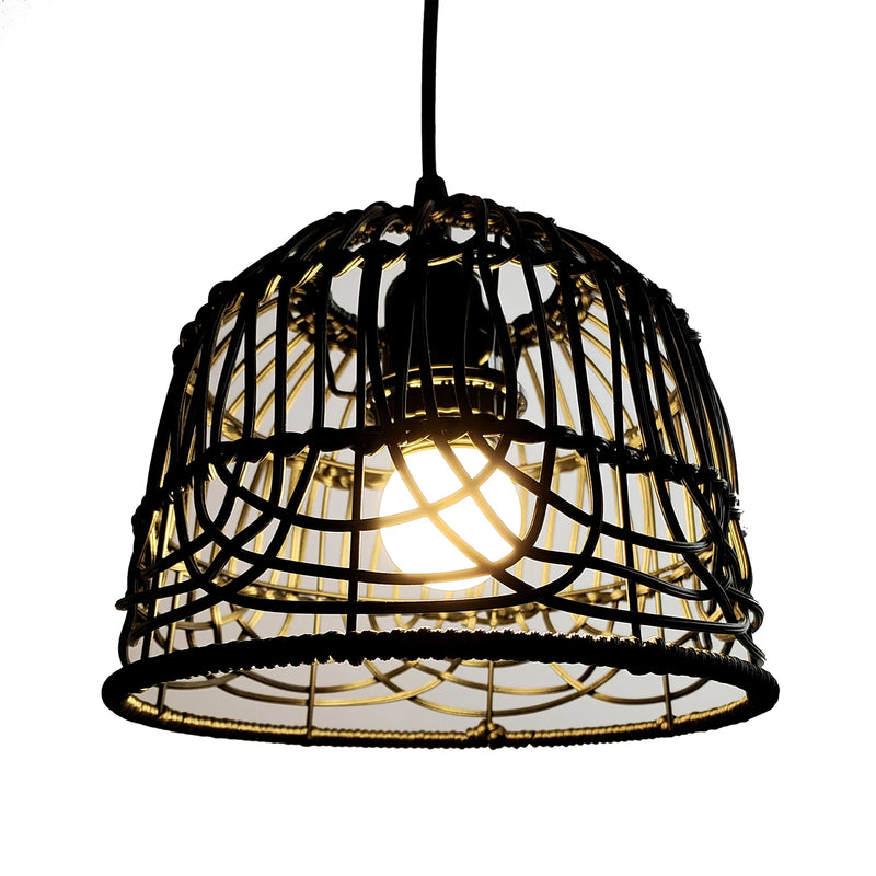 Rattan-Lampenschirm in Schwarz