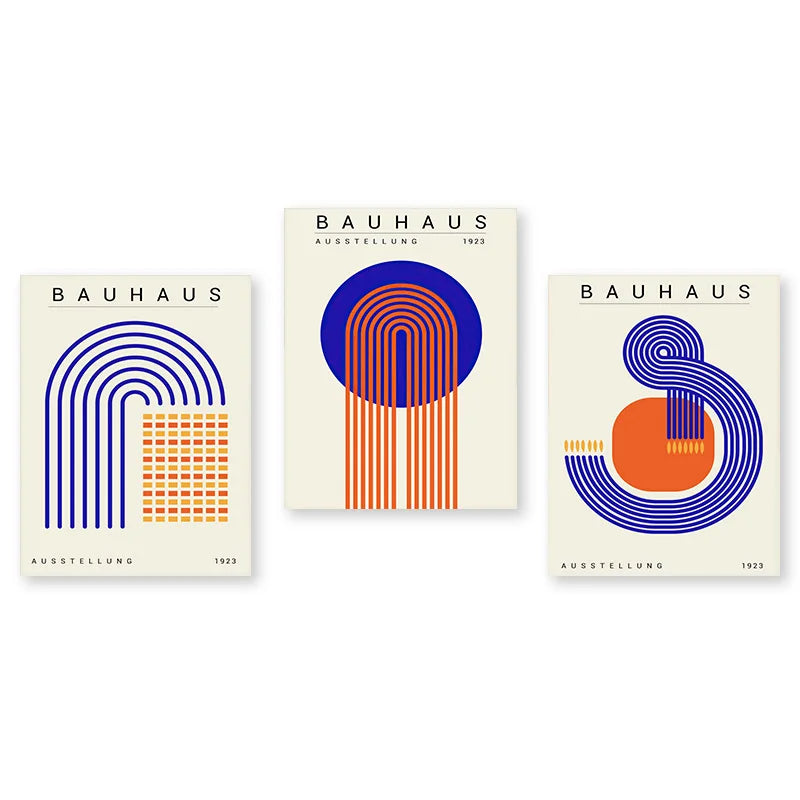 Bauhaus Poster in Blau und Orange