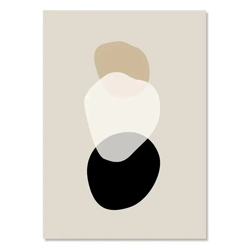 Abstraktes Wandposter mit organischen Formen in Beige auf Leinwand