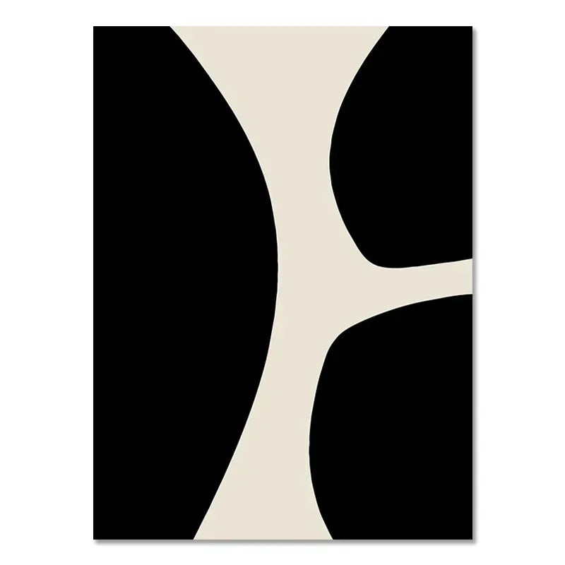 Abstraktes Wandposter in Schwarz und Creme auf Leinwand, rechteckig ohne Rahmen
