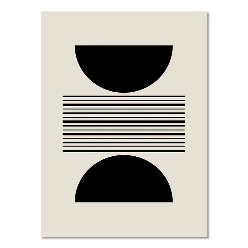 Geometrisches Wandposter aus Leinwand in Beige und Schwarz fürs Wohnzimmer