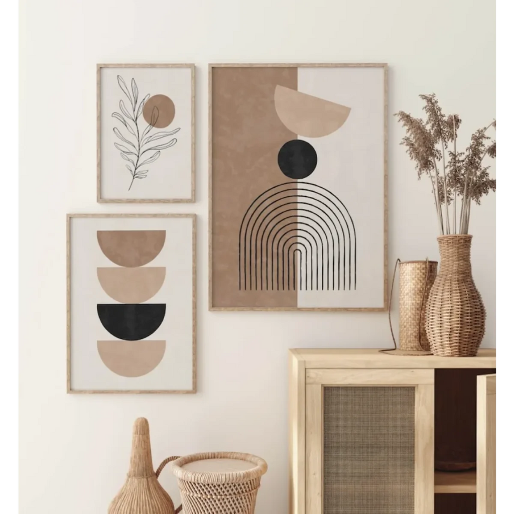 Collection d’art mural bohème sur toile pour Affiche murale géométrique sur toile set de 3