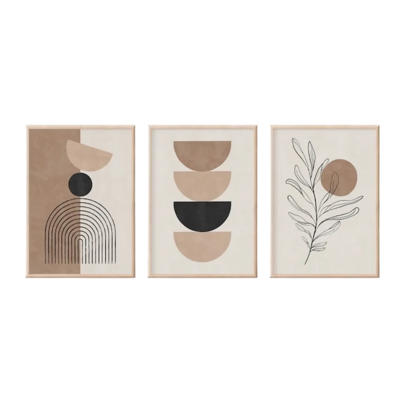 Geometrische Wandposter auf Leinwand – 3er-Set