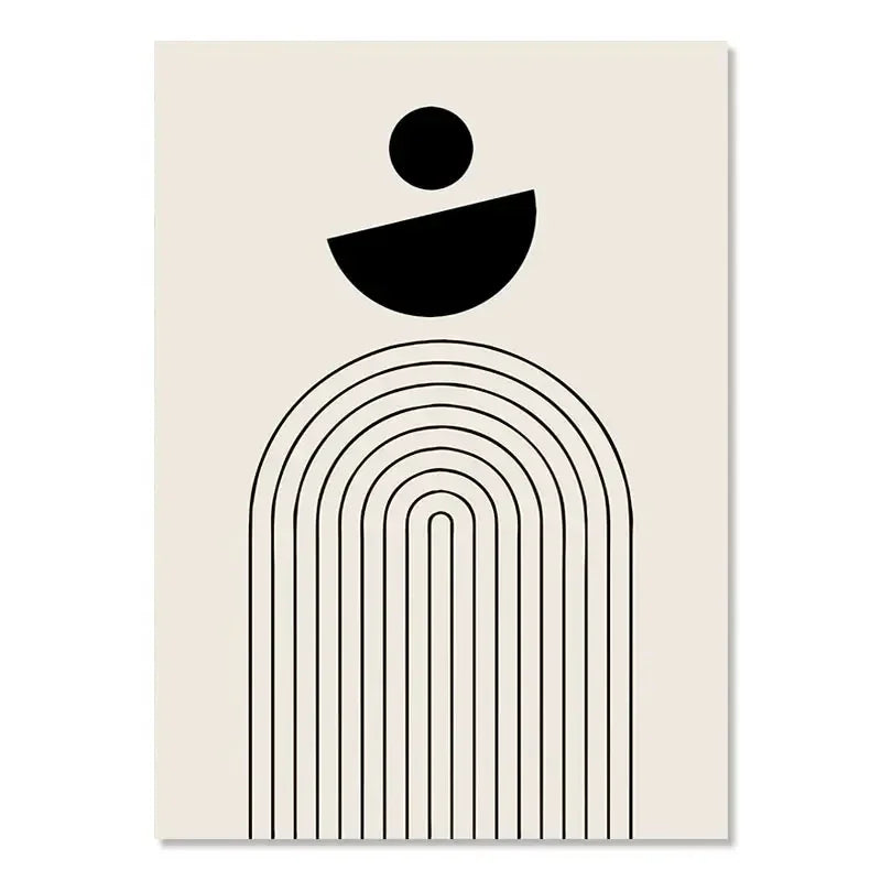 Wandposter mit geometrischem Muster in Schwarz-Weiß auf Leinwand, rechteckig ohne Rahmen