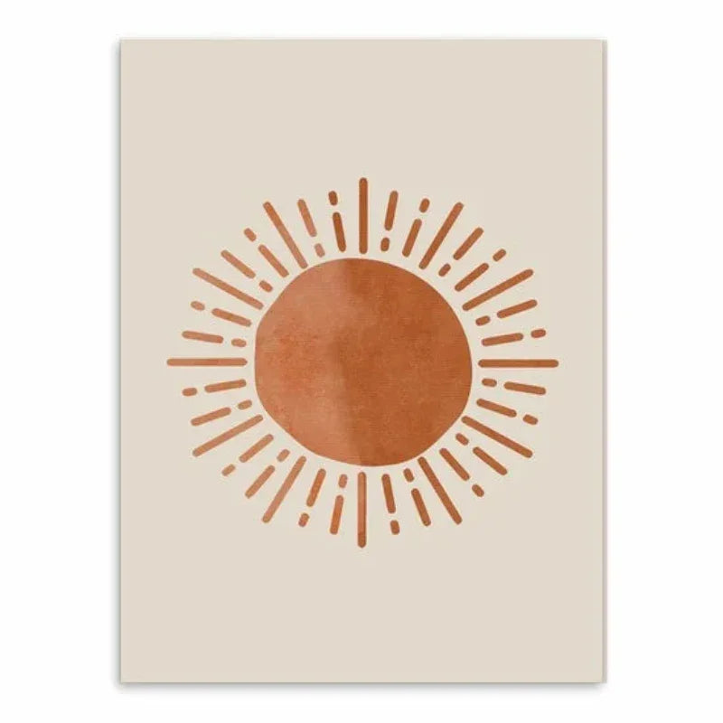 Wandbild Sonne auf Leinwand in Beige und Ocker