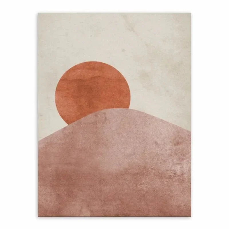 Wandbild abstrakte Landschaft auf Leinwand in Terrakotta