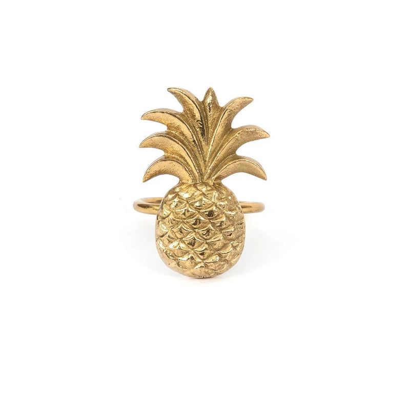 Serviettenring aus Messing – Goldenes Ananas-Motiv