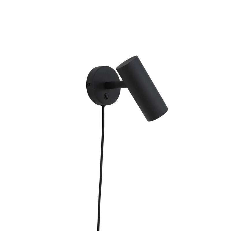 Wandleuchte aus Metall in Schwarz mit Stoffkabel – H22 cm