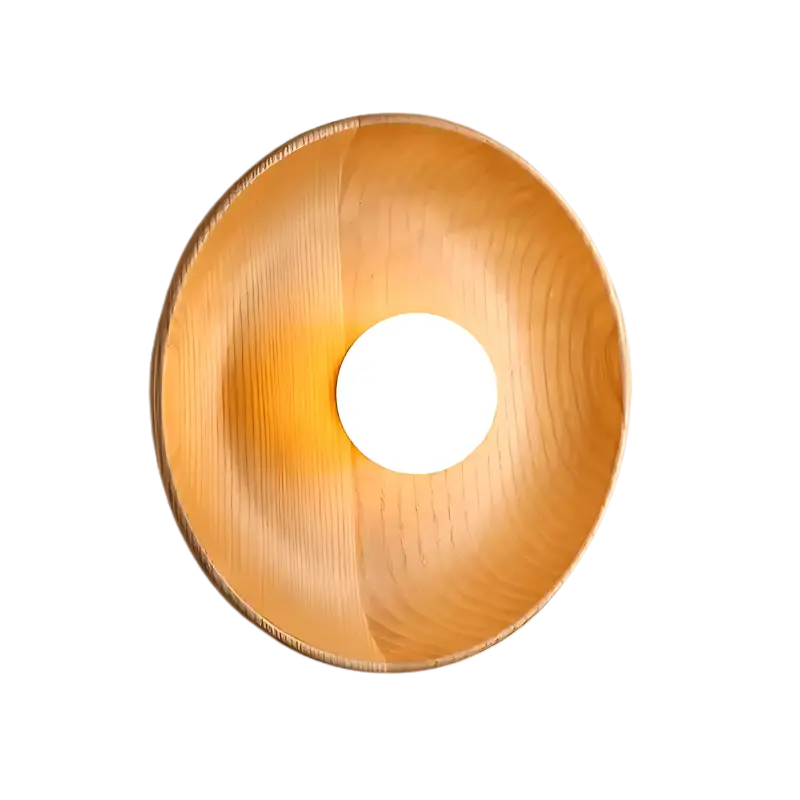 Runde Wandleuchte aus Holz