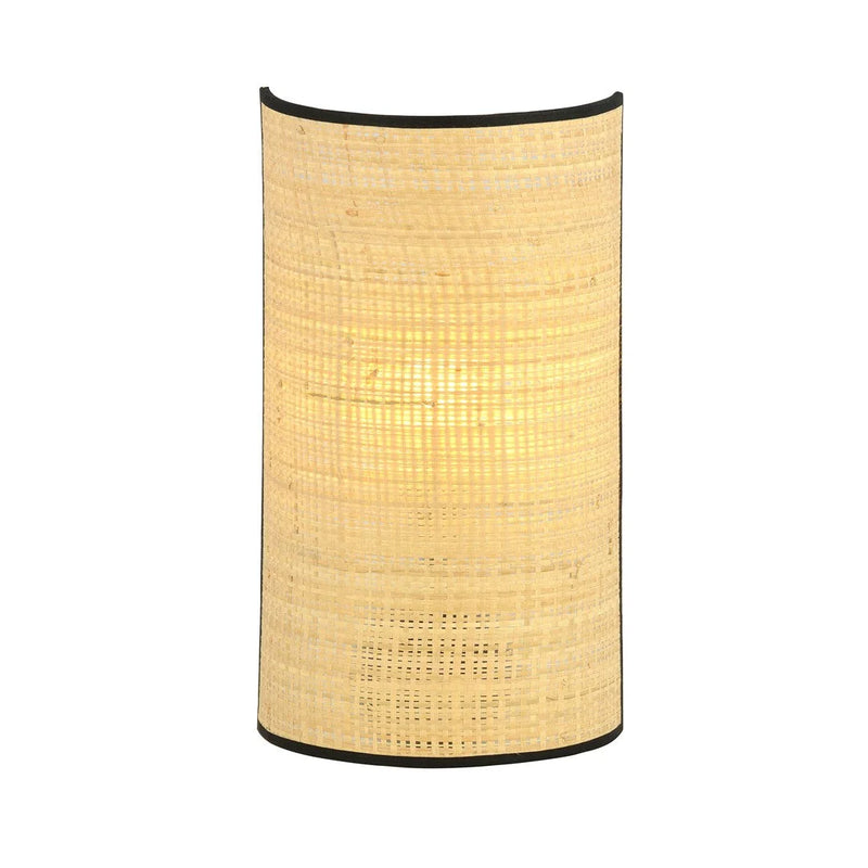 Wandleuchte aus Rattan mit Wiener Geflecht und schwarzen Rändern – H32 cm
