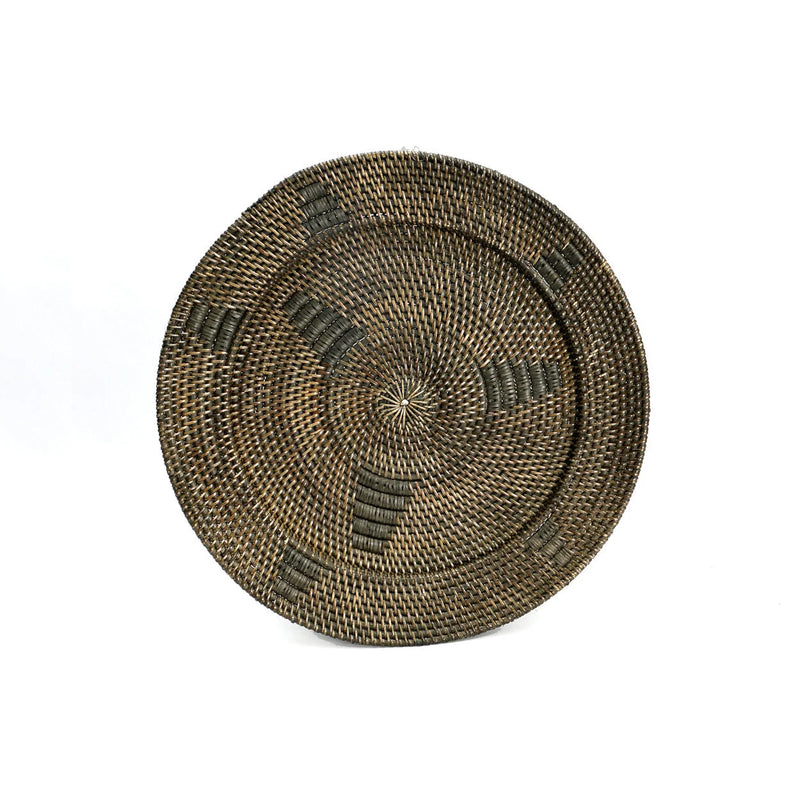 Wandteller aus geflochtenem Rattan in Braun 30 cm