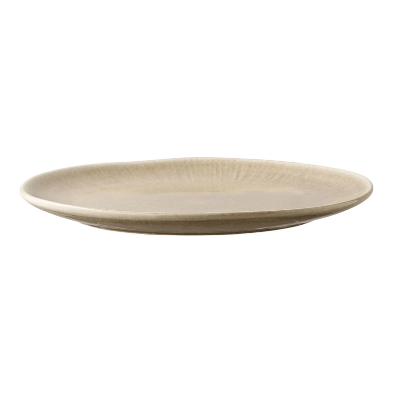 Speiseteller aus Steinzeug in Beige mit unregelmäßigem Rand – 4er-Set