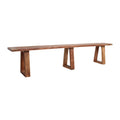 Banc en bois massif brun à piètements trapézoïdaux, 220x30 cm