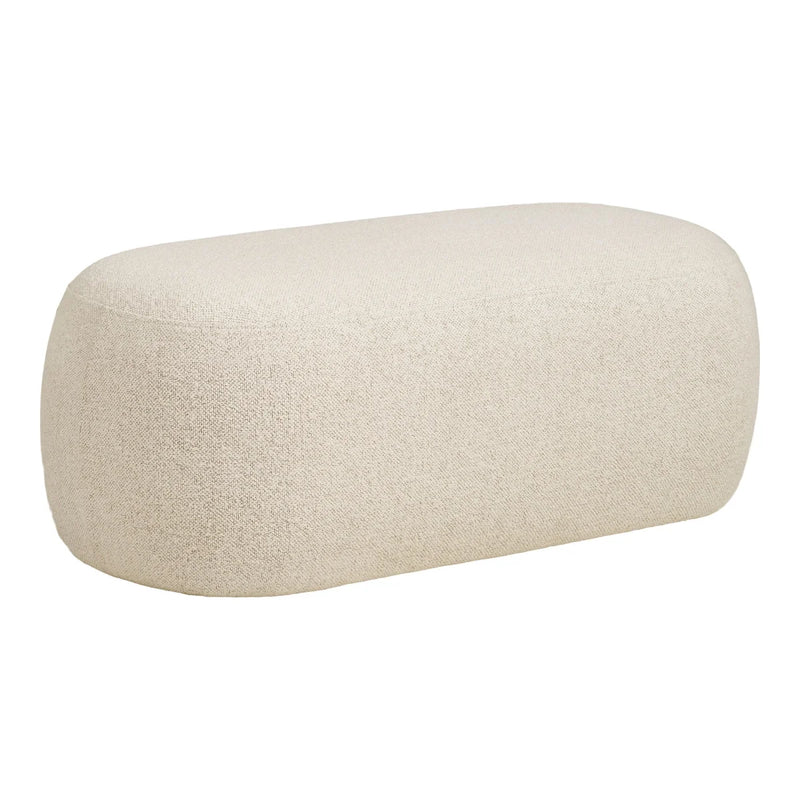 Ottoman-Sitzbank aus Bouclé in Beige, Kieselform – 100x50 cm
