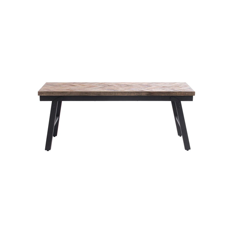 Klappbank aus Teakholz und Metall in Schwarz – 110x40 cm