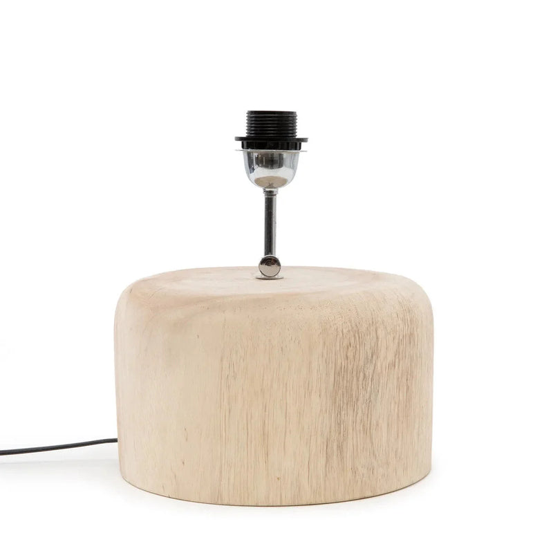 Zylindrischer Lampenfuß aus Teakholz Natur inkl. Kabel – H26 cm