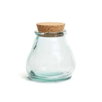 Bocal en verre recyclé bleu avec bouchon liège - Ø12 cm