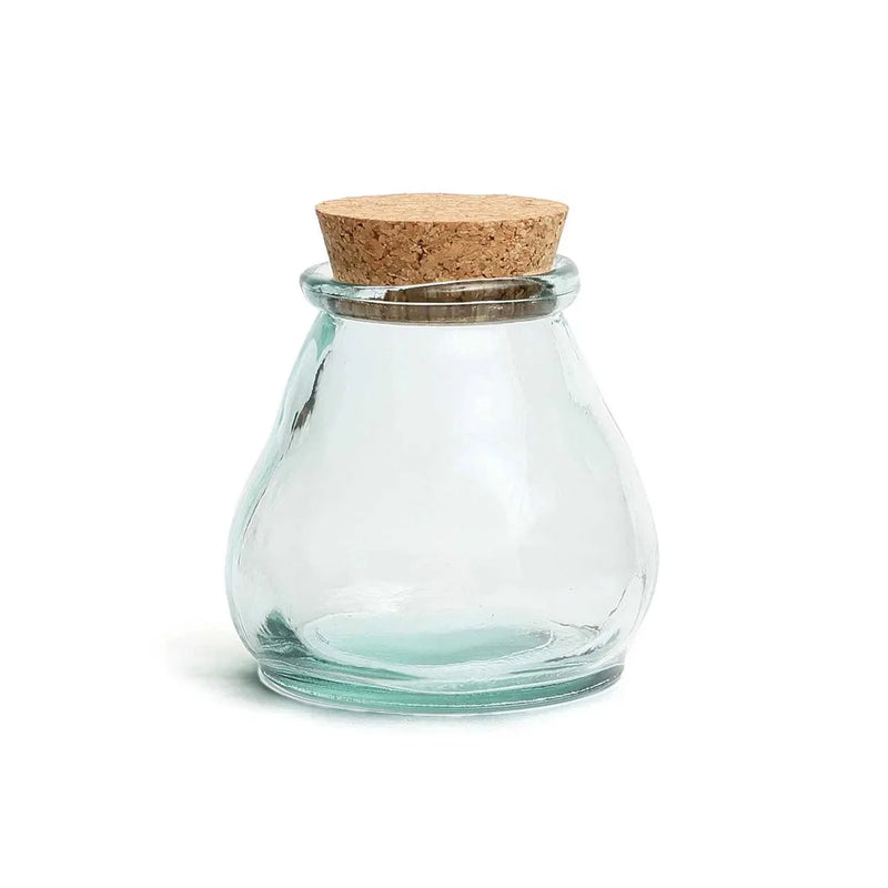 Vorratsglas aus recyceltem Glas in Blau mit Korkdeckel - Ø12 cm