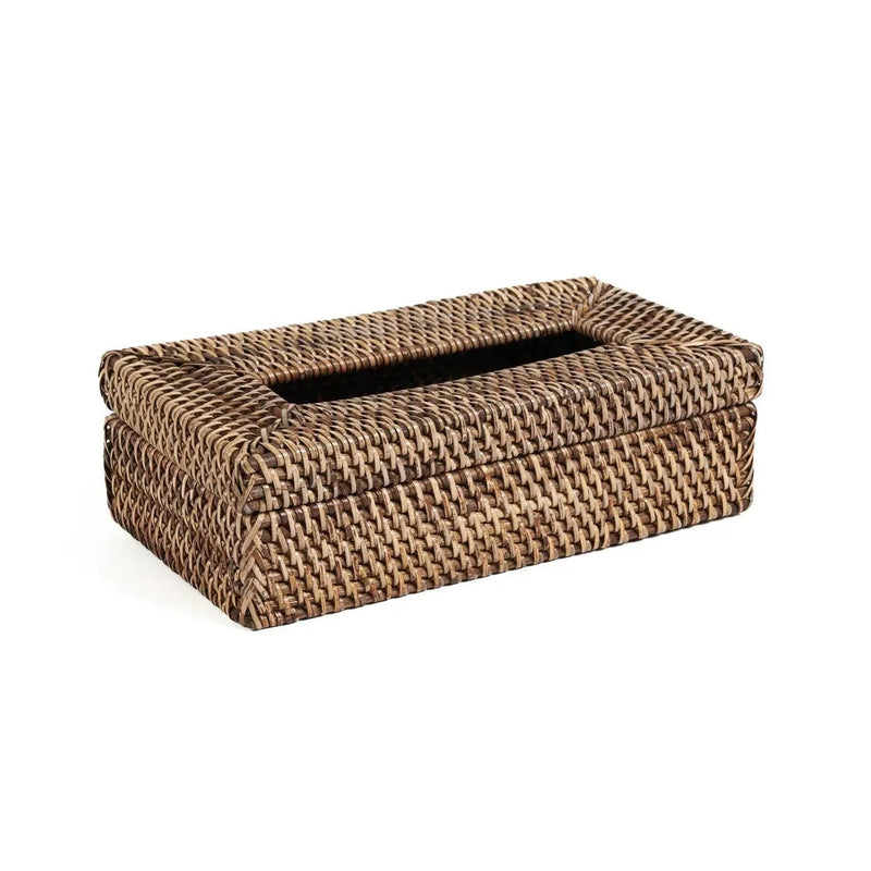 Taschentuchbox aus geflochtenem Rattan in Naturbraun, rechteckig