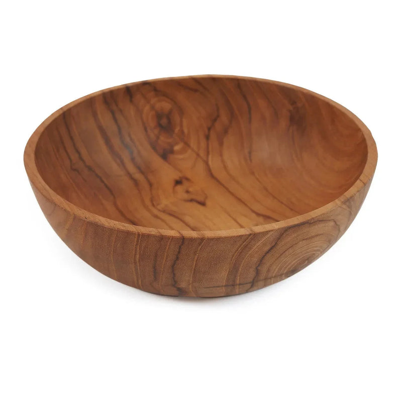 Runde Schale aus Teak Natur mit sichtbarer Maserung