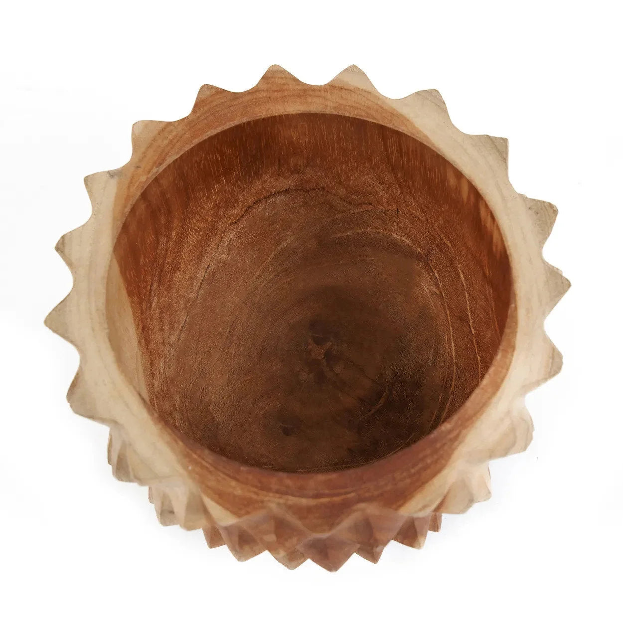 Bol rond en racine de teck sculpté – Finition naturelle – Ø20 cm