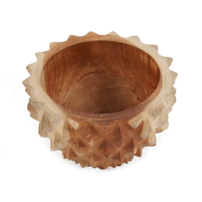 Runde Schale aus geschnitzter Teakwurzel – Naturfinish – Ø20 cm