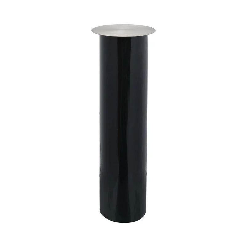 Boden-Kerzenhalter aus Metall in Schwarz und Silber mit glänzendem Finish – H70 cm