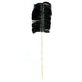 Branche décorative en raphia noir avec manche en bambou fin, H190 cm