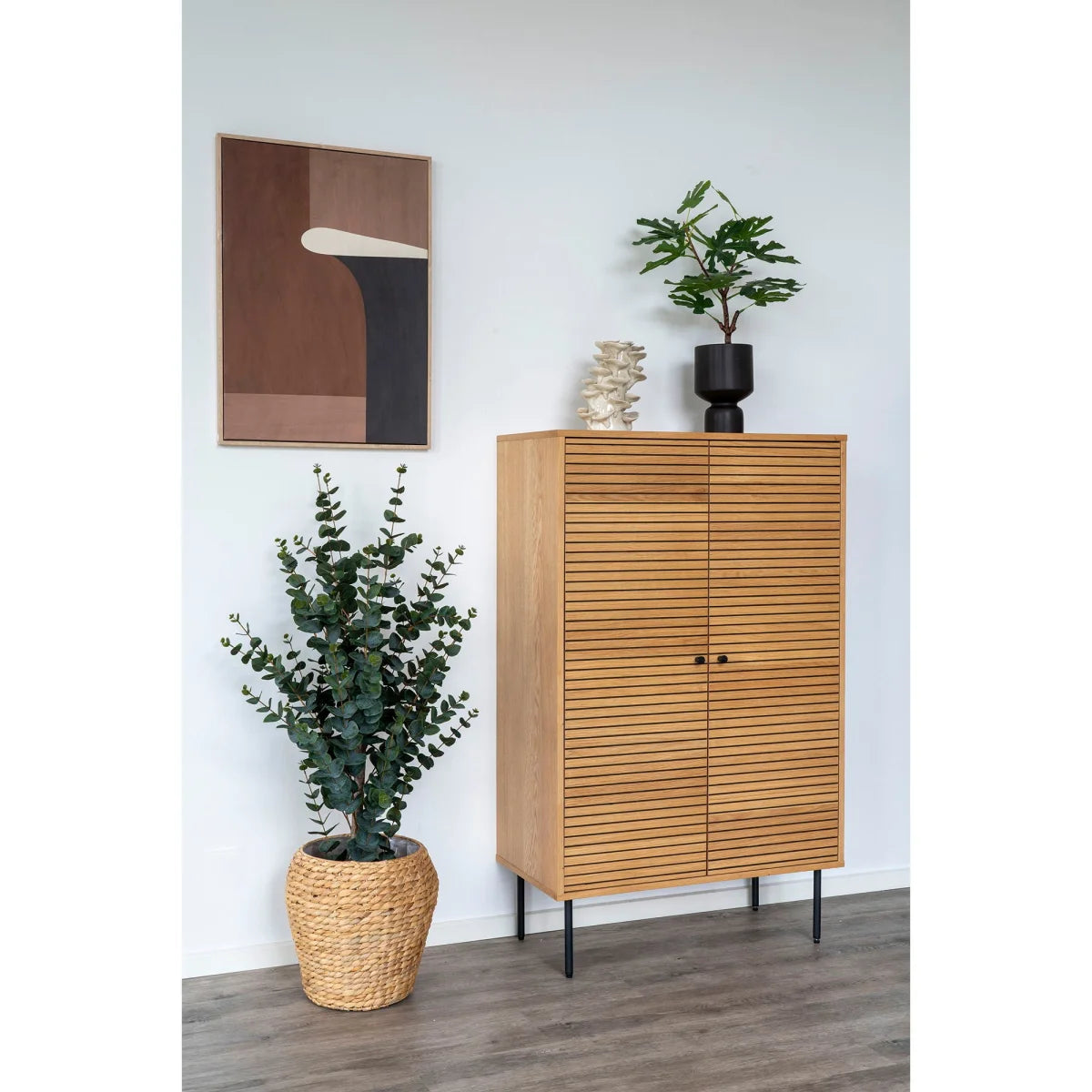 Cache-pot rond en jacinthe d’eau tressée beige miel Ø34,5 cm