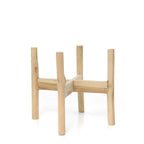 Support de plante en bois clair avec quatre pieds et base croisée pour Cache-pot en terre cuite et teck H36 cm béton naturel