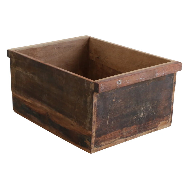 Aufbewahrungskiste aus recyceltem Holz in Braun mit Griffen – 42x20 cm