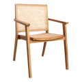 Chaise en bois clair et cannage avec accoudoirs naturels, set de 2