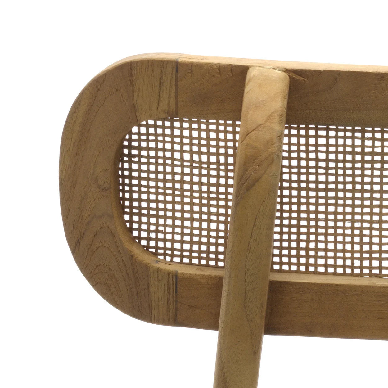 Chaise en bois clair avec dossier ovale en rotin ajouré
