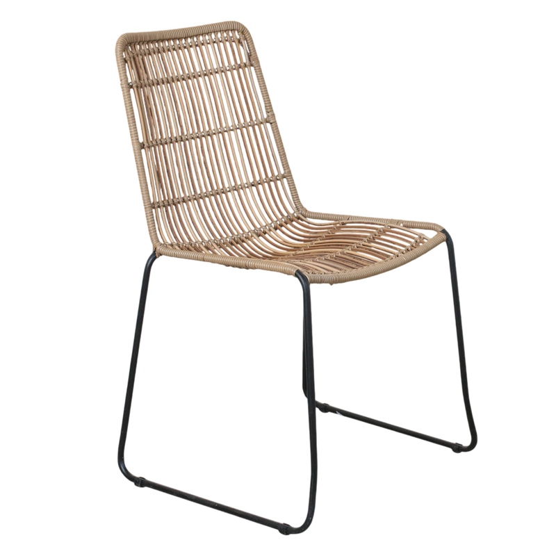Stapelbarer Stuhl aus Polyrattan und Metall in Schwarz – 2er-Set