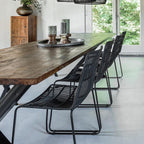 Lot de 2 chaises de jardin noires en rotin synthétique et métal