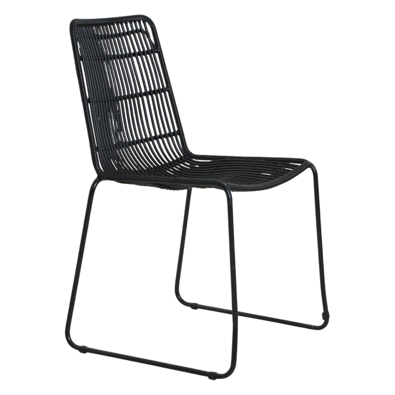 Gartenstuhl aus Metall und Polyrattan in Schwarz – 2er-Set