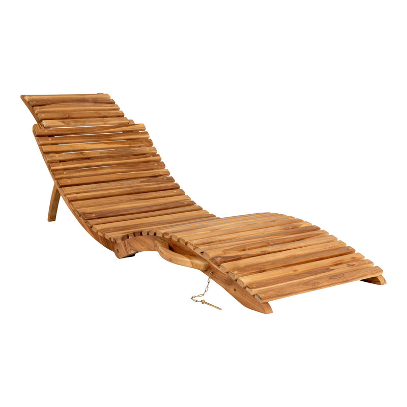 Asymmetrischer Liegestuhl aus Teak – geschwungene Struktur – 160x50 cm