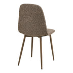 Chaise de salle à manger bouclée taupe beige, pieds métal, set de 2