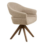 Chaise pivotante tissu sable bois chêne accoudoirs beige texturé